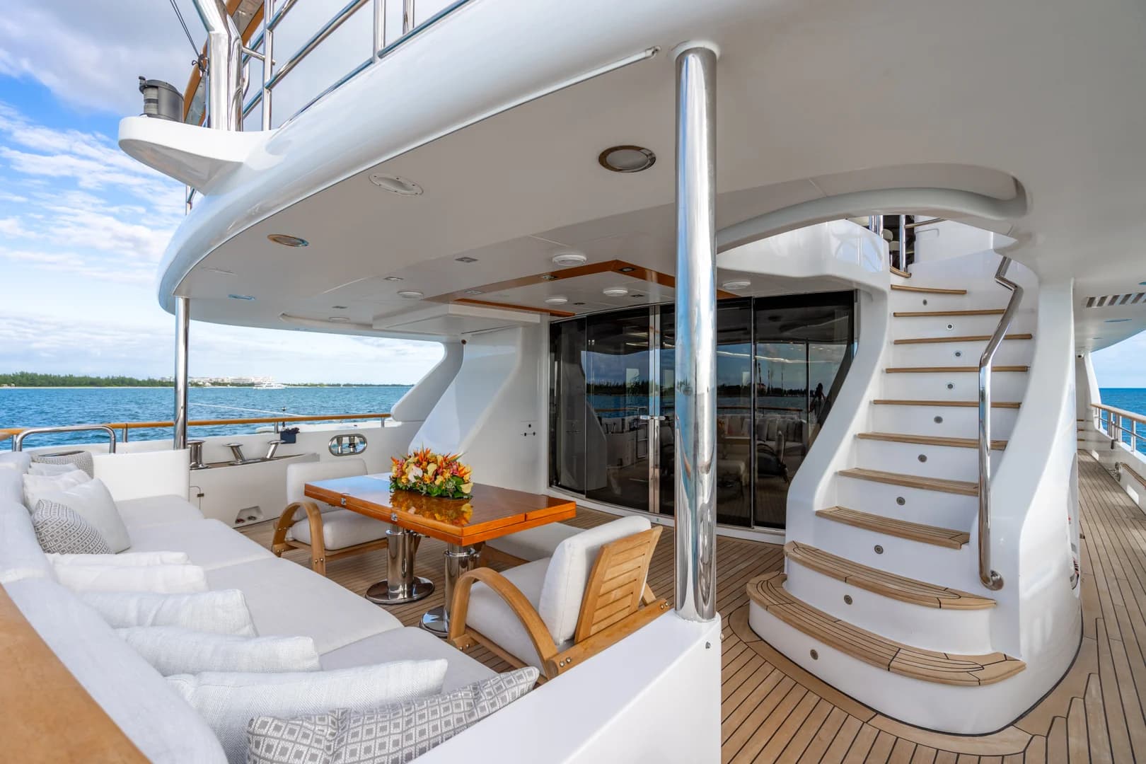 Caribbean yacht charter for events - ALLORA deck for celebrations